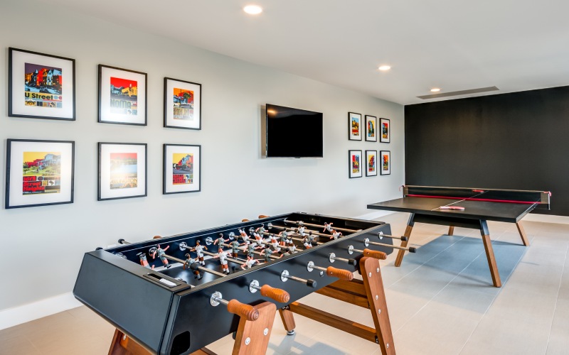 Game Room with foosball and ping pong table